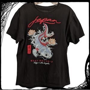 Riot Society Tokyo x Los Angeles Fish Lotus Flower Japanese Writing Men's Medium